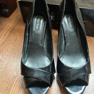 black house white market brand, open toed heels, black, size 7.5, slightly worn